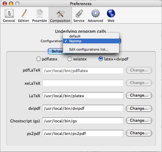 [LaTeXiT Preferences panel]